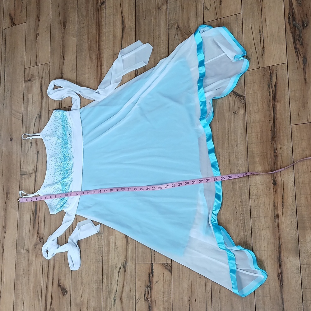 Blue And White Embellished Asymmetral Dress. Size M - Picture 17 of 17